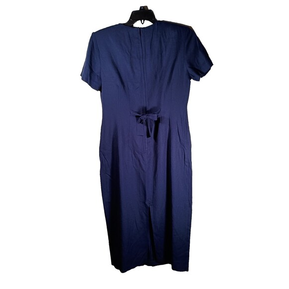 Sheri Martin Indigo Blue Short Sleeve Cloth Button Vintage Maxi Dress Size 12 - Picture 5 of 6